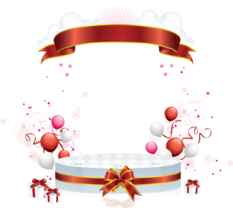 Birthday Podium with Balloons and Gifts PNG