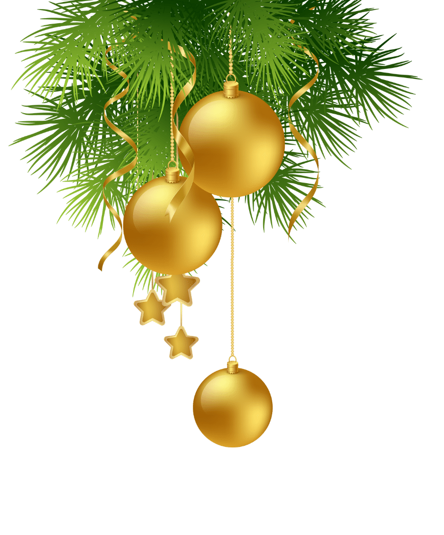 Christmas Pine Branch with Gold Balls