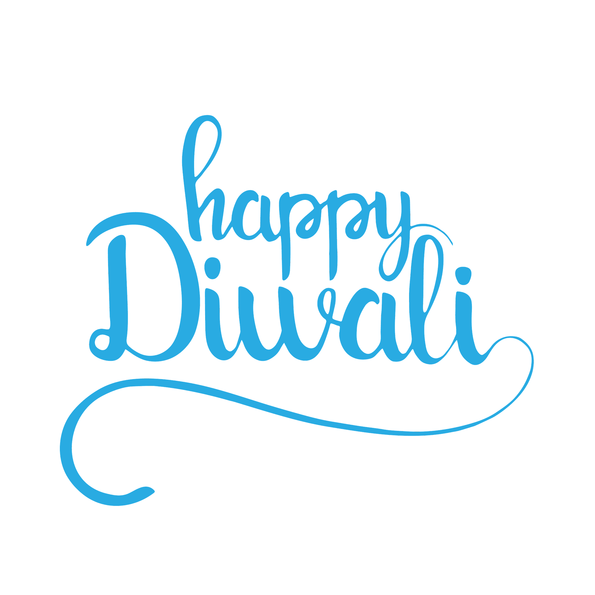 Happy Diwali Blue Calligraphy Text