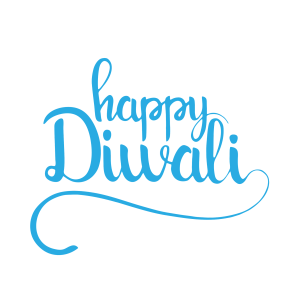 Happy Diwali Blue Calligraphy Text