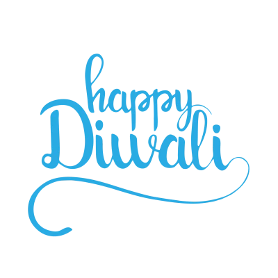 Happy Diwali Blue Calligraphy Text