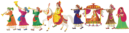 Indian Wedding Baraat Procession Clipart
