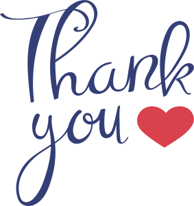 Thank You Blue Script with Heart