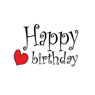 Happy Birthday Text with Heart Clipart