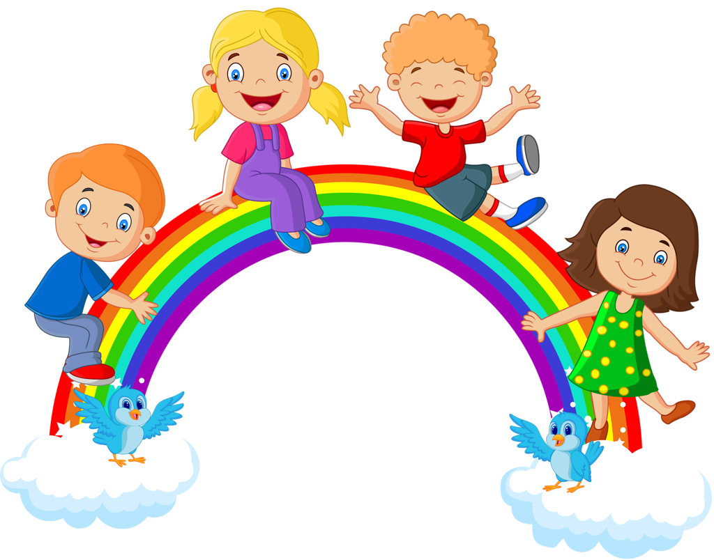 Kids Sitting on Rainbow Free Download