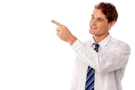 Smiling Businessman Pointing Finger Free PNG