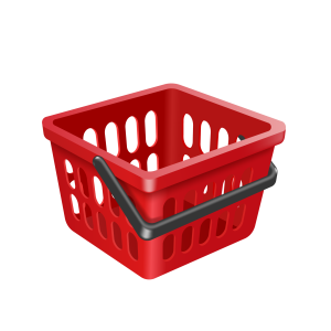 Red Shopping Basket 3D Icon Free PNG