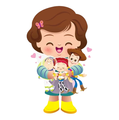 Girl with Toy Story Free PNG