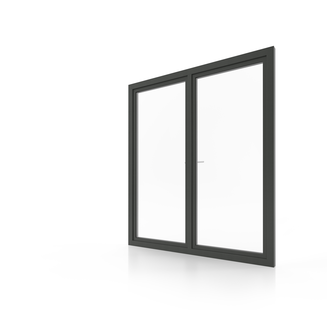 Modern Black Frame Glass Double Door Clipart