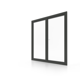 Modern Black Frame Glass Double Door Clipart