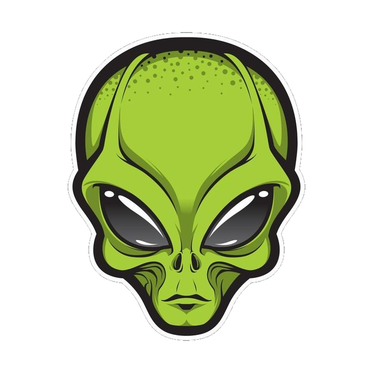Extraterrestrial Green Alien Head Sticker Clipart
