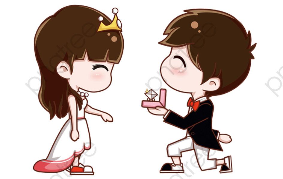 Cute Chibi Couple Marriage Proposal Clipart
