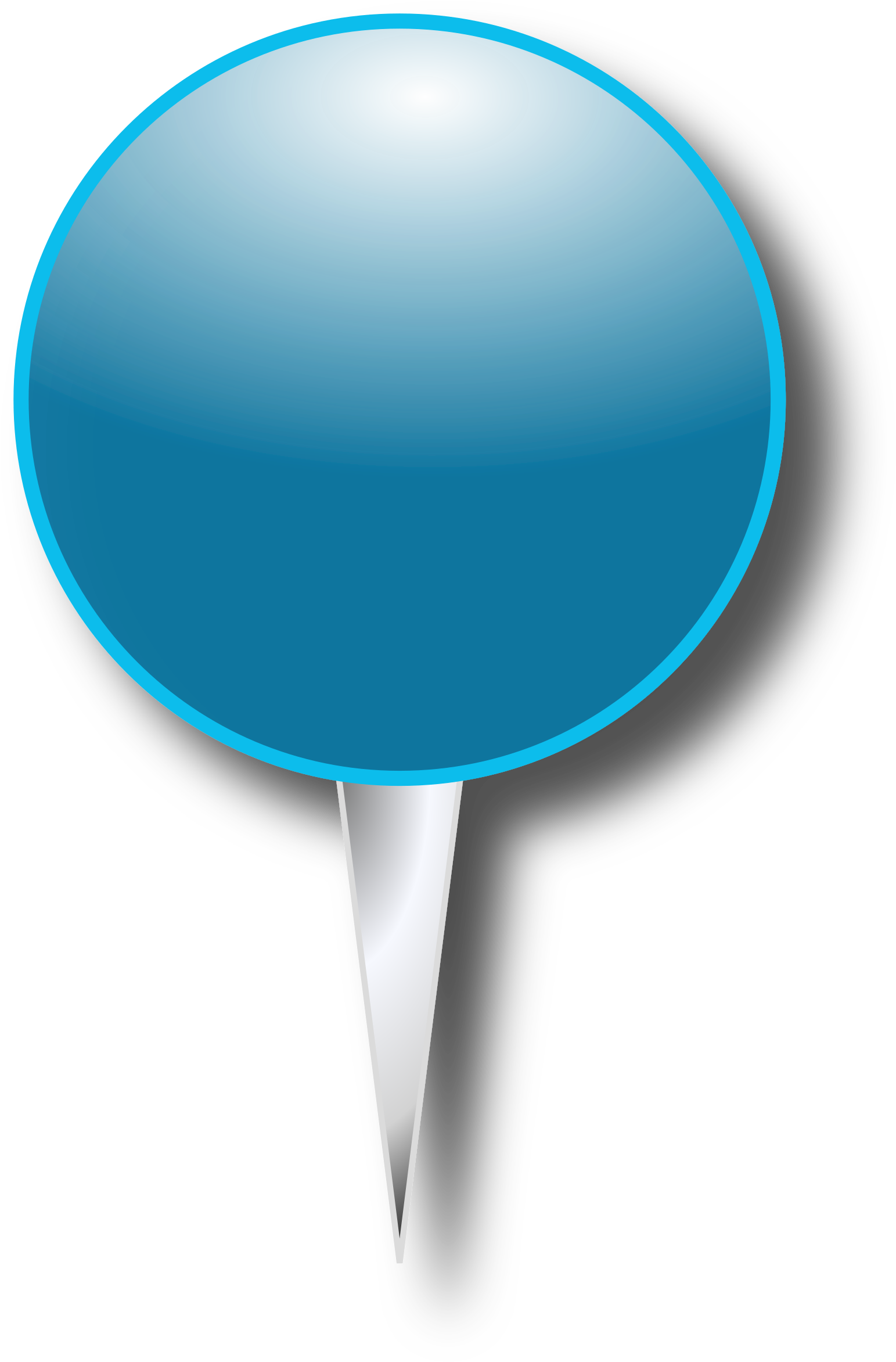 Glossy Blue Push Pin Office Tack Clipart