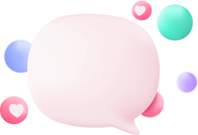 Pink 3D Speech Bubble with Floating Hearts Transparent Background