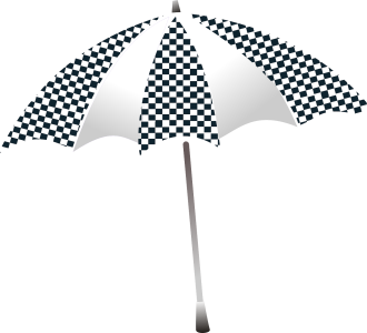 Black and White Checkered Umbrella PNG Image
