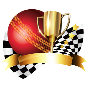 Golden Cricket Trophy with Red Ball and Ribbon Clipart