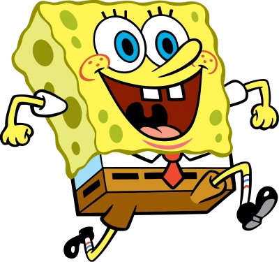 Happy Spongebob Squarepants Running Cartoon Transparent Background