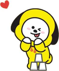 Cute BT21 Chimmy Character with Hearts PNG Image
