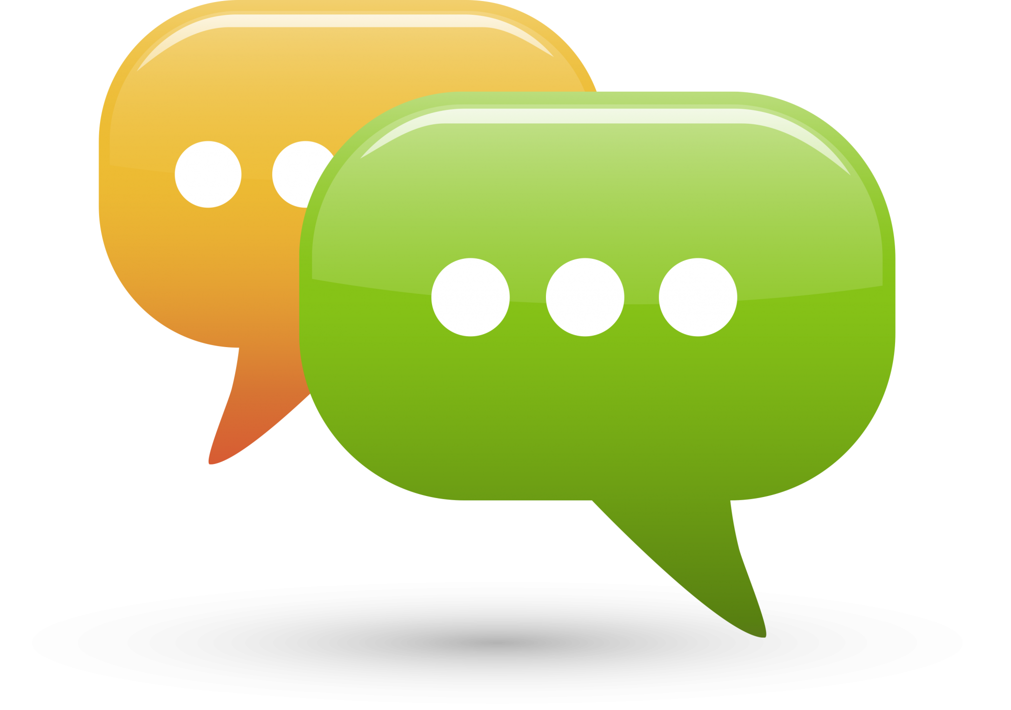 Green and Yellow Glossy Chat Bubbles Clipart