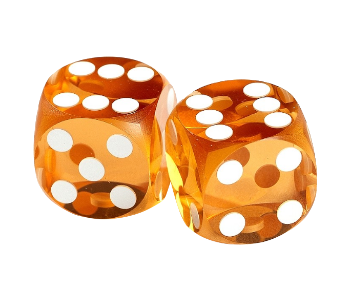 Amber Transparent Casino Dice PNG Image