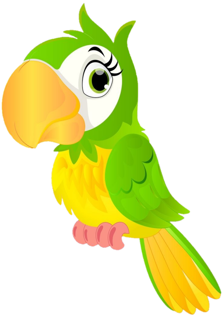 Cute Green Parrot Cartoon Clipart