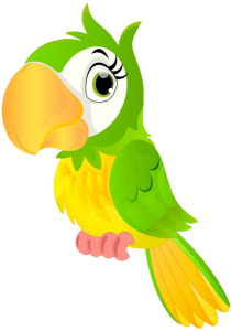 Cute Green Parrot Cartoon Clipart