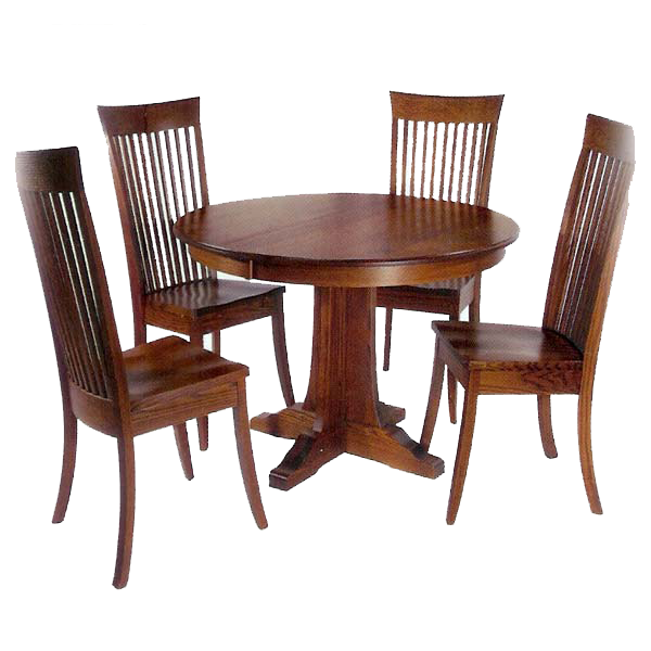 Round Wooden Dining Table Chairs Clipart