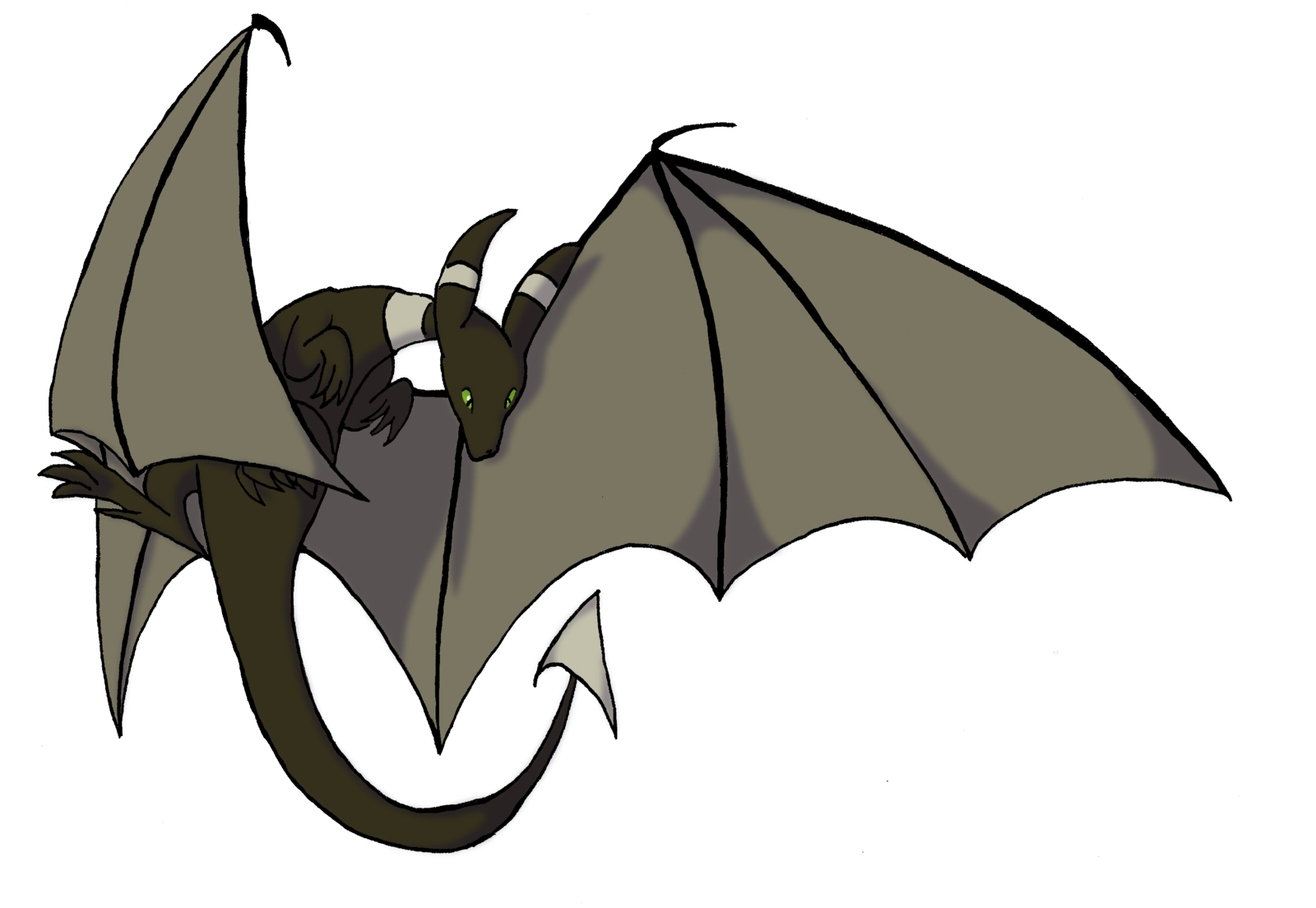 Grey Flying Fantasy Dragon Clipart