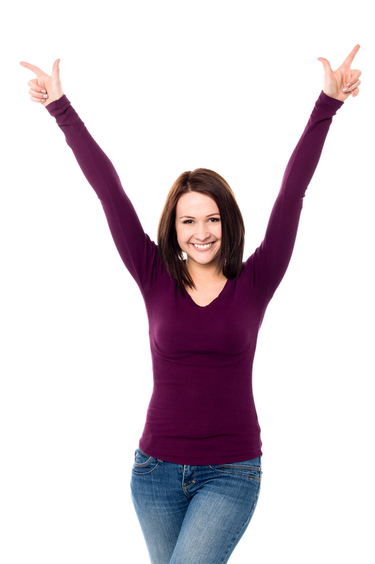 Happy Woman Arms Raised Winner Free PNG