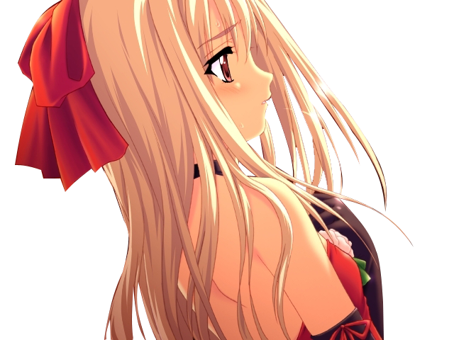 Blonde Anime Girl Red Dress Clipart