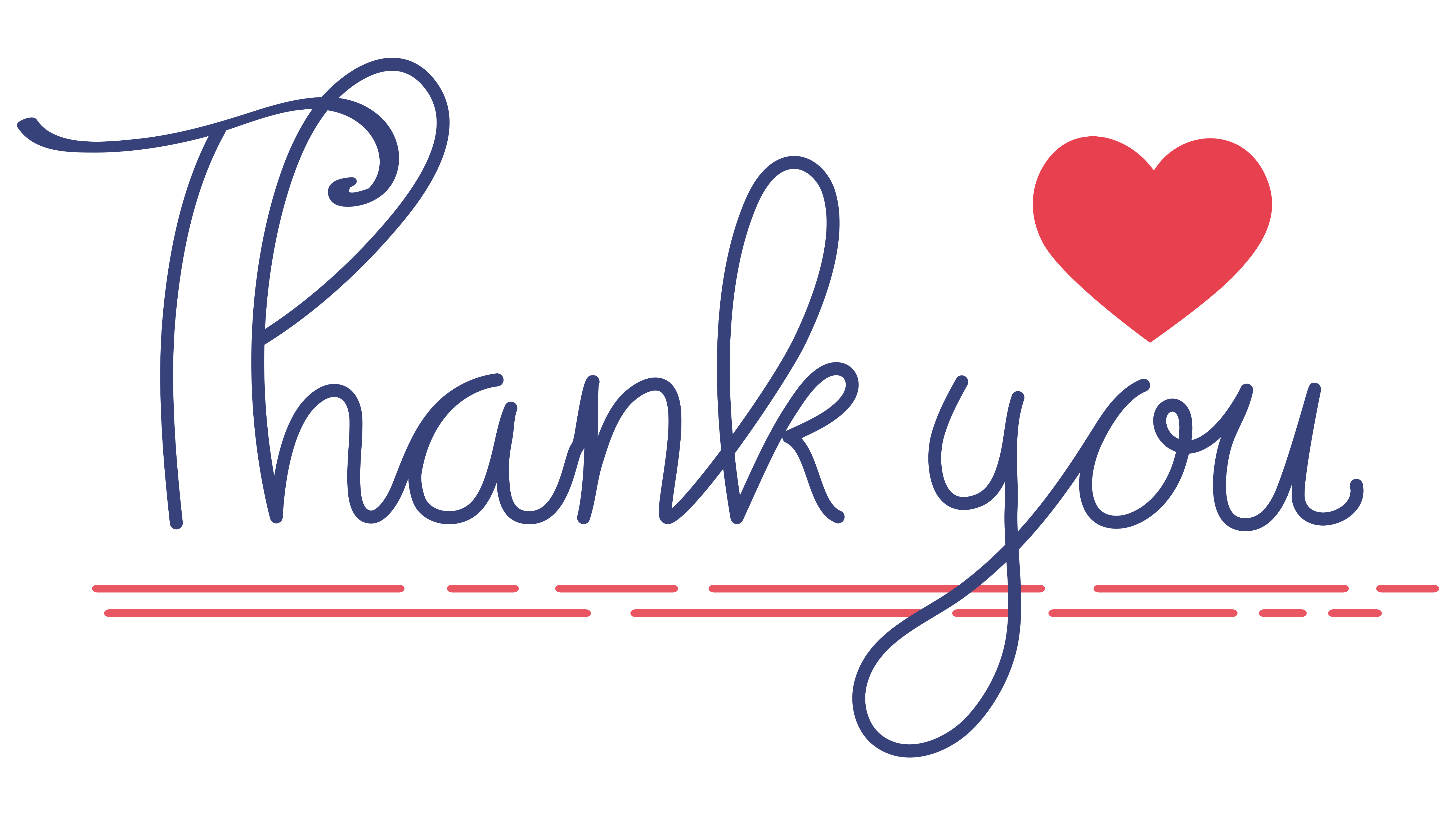 Thank You Text with Red Heart Clipart