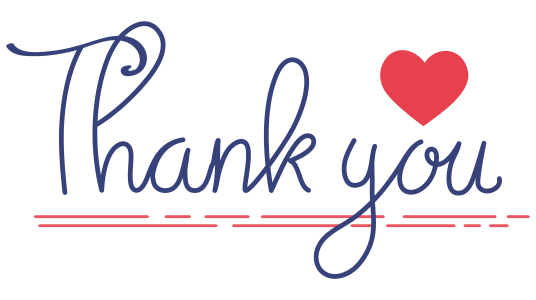 Thank You Text with Red Heart Clipart