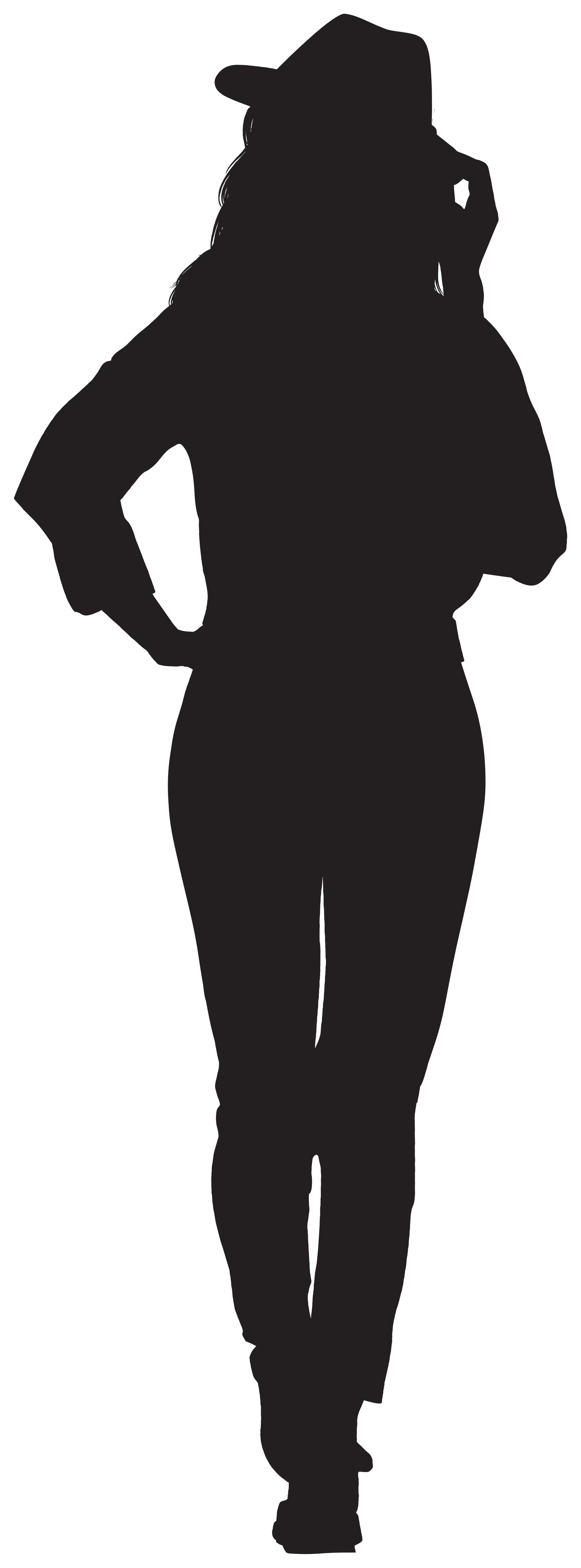 Woman Silhouette in Hat Clipart