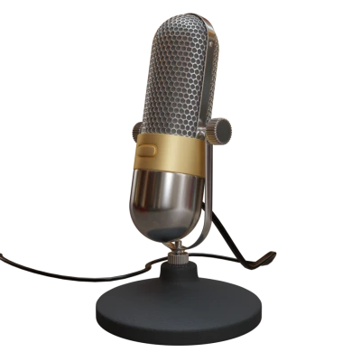 Vintage Silver Desktop Microphone Free PNG