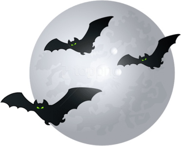 Halloween Bats Flying Over Moon Free PNG