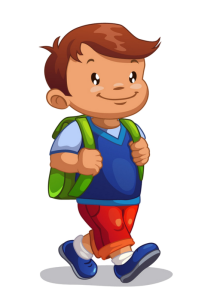 Cartoon Boy Walking With Backpack Clipart