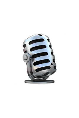 3D Silver Vintage Microphone Free PNG