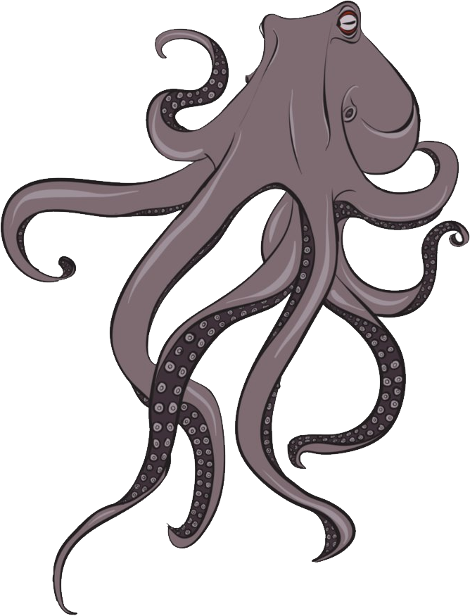 Purple Cartoon Octopus Illustration Clipart