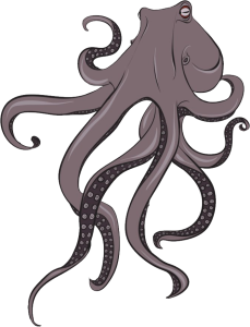 Purple Cartoon Octopus Illustration Clipart