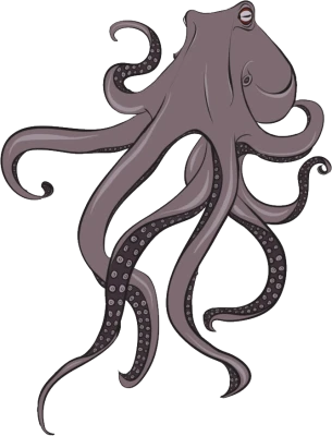 Purple Cartoon Octopus Illustration Clipart
