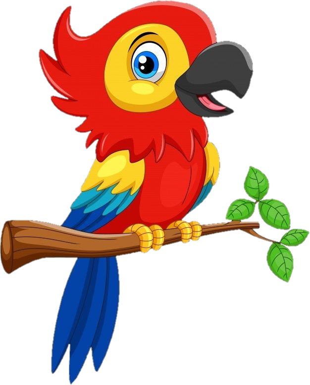 Cute Red Cartoon Parrot Clipart