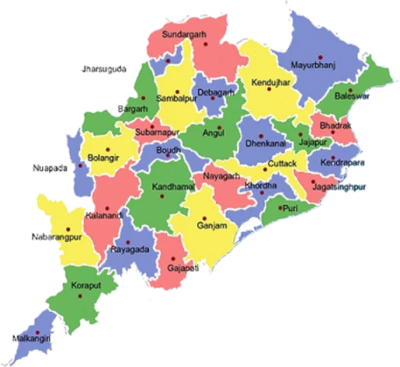 Odisha India District Map PNG Image