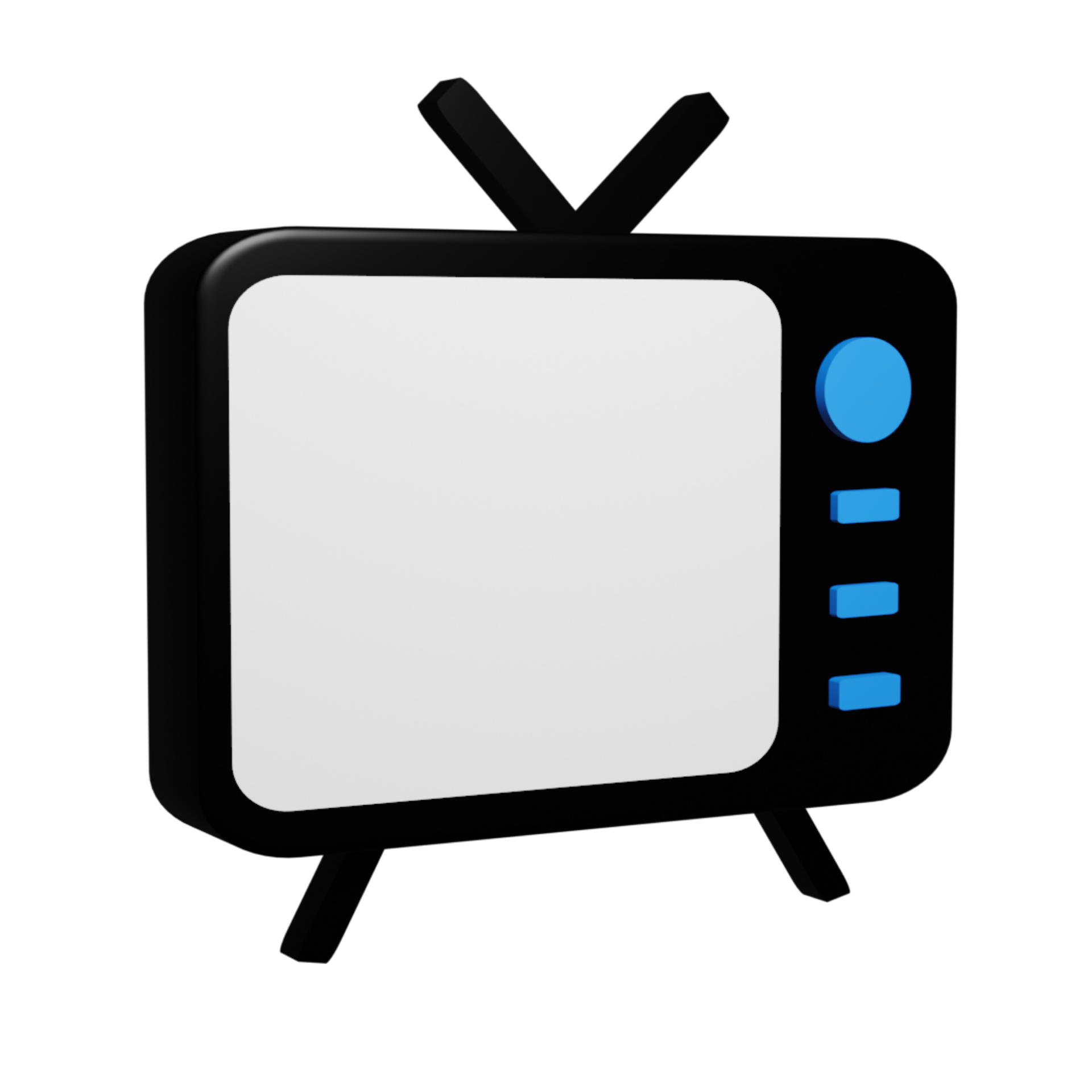 3D Retro TV Icon Transparent Background