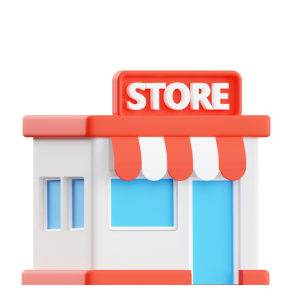 3D Store Building Transparent Background
