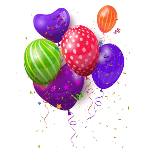 Colorful Party Balloons With Confetti Free PNG