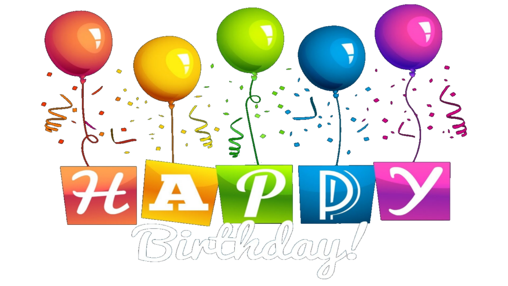 Happy Birthday Colorful Text With Balloons Clipart