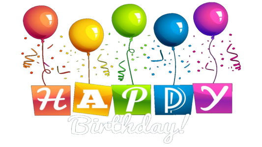 Happy Birthday Colorful Text With Balloons Clipart