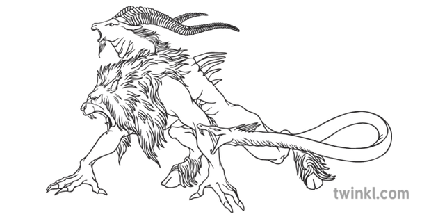 Chimera Mythical Creature Line Art Clipart