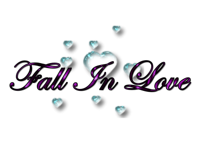 Fall In Love Typography With Hearts Free PNG