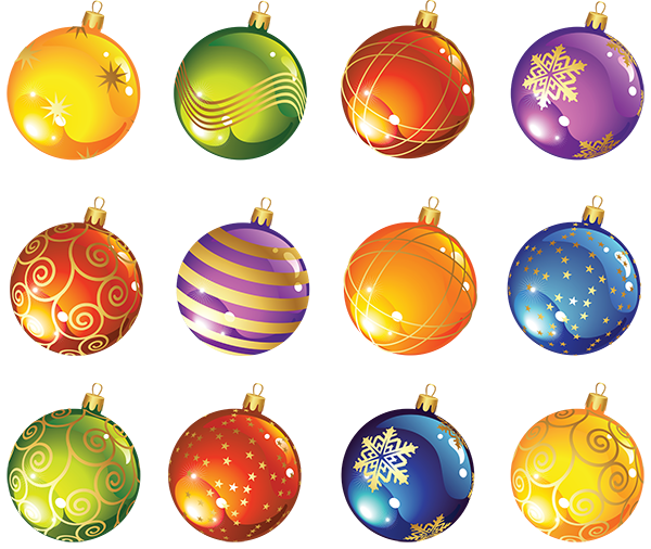 Colorful Christmas Ornaments Set Free Download